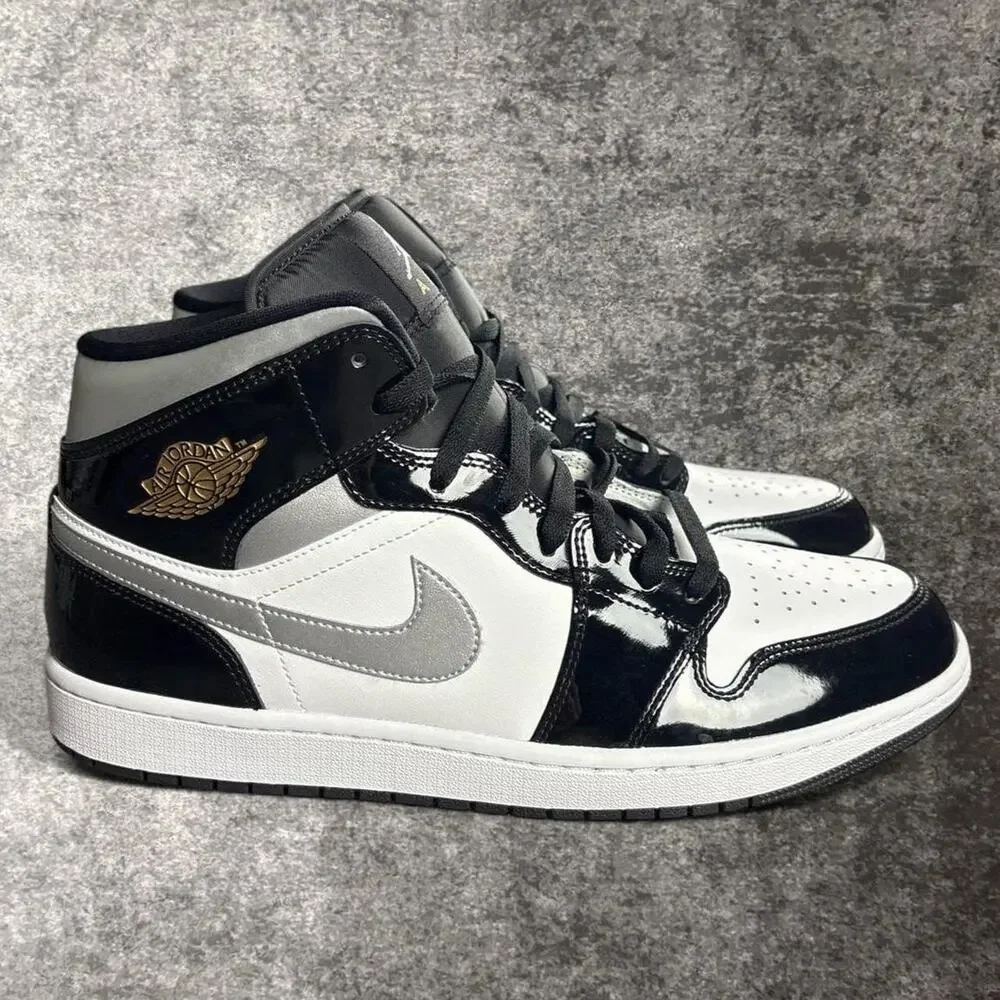 Nike Air Jordan 1 Mid SE Black White Metallic Silver Men’s Size 13 HV0789-010
